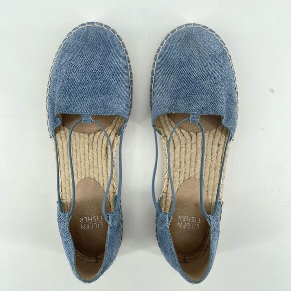 Eileen Fisher Women’s Lee Denim Blue Espadrille Flats | Size 7 Casual Slip-On - Picture 7 of 17